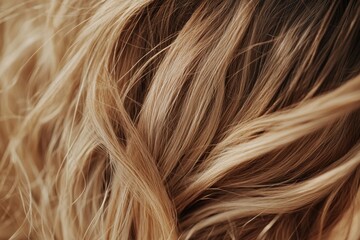 Naklejka premium Textured close-up of wavy blonde hair illuminated by natural light during daytime