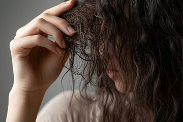 Capturing a moment of tranquility with flowing hair and soft facial features in natural light