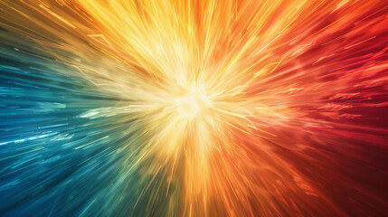 Obraz premium A colorful explosion of light with a yellow center and blue and red edges