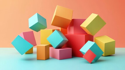 Obraz premium Colorful Abstract Composition: A Playful Arrangement of Cubes