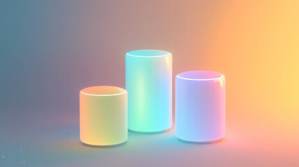 Fototapeta premium Colorful glowing cylindrical shapes.