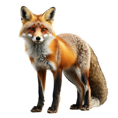 Fototapeta premium Fox is standing on transparent background.