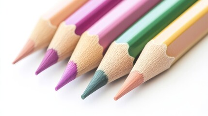 Fototapeta premium Colorful pencils arranged in neat order.