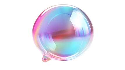 Vibrant holographic 3D speech bubble icon with an iridescent finish, perfect for representing communication and digital interaction. Isolated on white background 