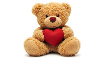 Obraz premium Soft Teddy Bear with Red Heart Adorable Valentine's Day Romantic Gift