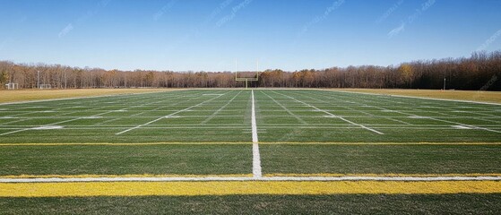 Obraz premium A football field with a white line down the middle