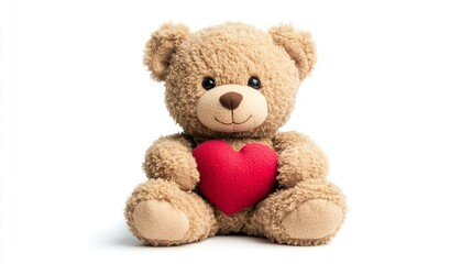 Obraz premium Adorable Teddy Bear with Plush Red Heart Perfect Valentine Gift for Love