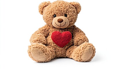 Obraz premium Plush Teddy Bear with Red Heart Adorable Valentine’s Day Symbol of Love 