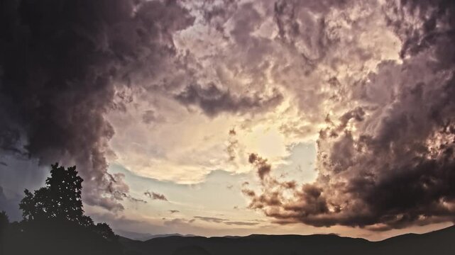 Choppy Clouds In The Mountains. Carpathians, Ukraine.