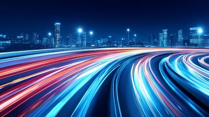 Fototapeta premium Dynamic light trails in urban night scene.