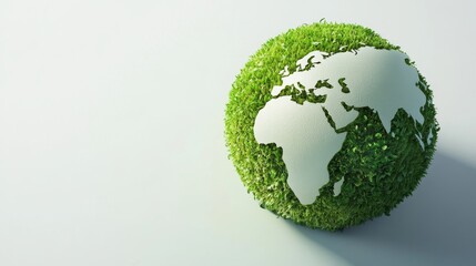 Eco-friendly globe with green grass texture.
