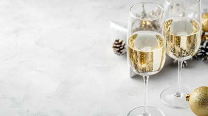 Elegant champagne glasses for celebration.