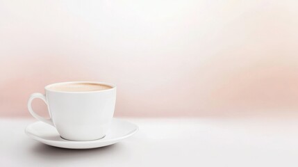 Obraz premium Elegant white coffee cup on minimalist background.