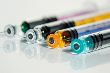 Close-up medical syringe with a vaccine