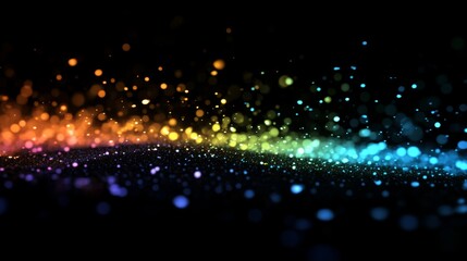 A colorful, swirling pattern of dots on a black background