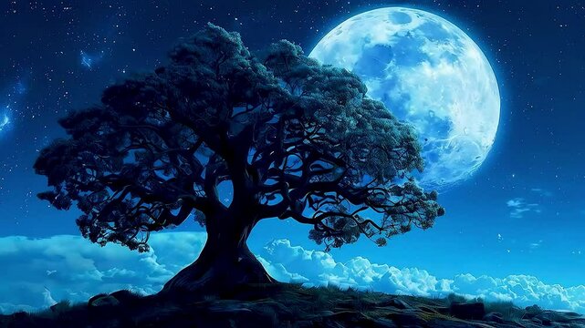 a tree  and  the moon