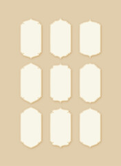 Set of Simple Blank Vertical Labels Clipart with Classic Ornamental Vintage Frames Design on Neutral Beige Background