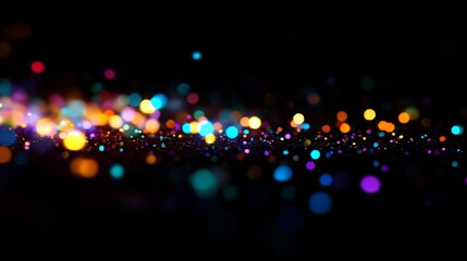 A black background with a colorful, blurry, and scattered pattern of dots