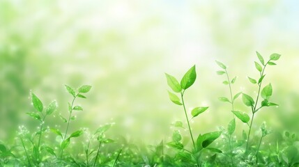 Fresh green leaves growing in a serene environment.