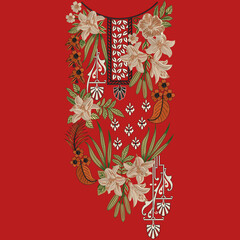 Indian traditional mughal artwork embroidery neckline design for digital and textile print on fabric.