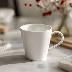 Fototapeta premium an white colored mug without beverage isolated on beautiful background