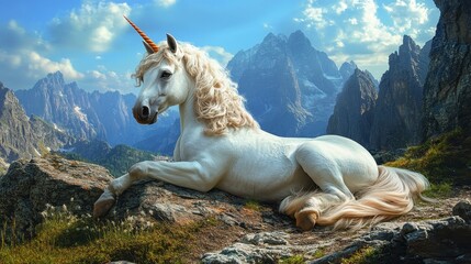 ZTNA Romantasy Squarespace designer Mutable sign Post Quantum Cryptography GitOps Dezgo Magic ai Tunetank Datasaur Majestic white unicorn with flowing mane resting on rocky grassland, fantasy mythica