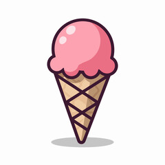 Ice cream cone with chocolate and strawberry flavors as a sweet summer dessert