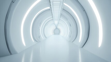 Obraz premium Futuristic empty corridor with bright lighting.