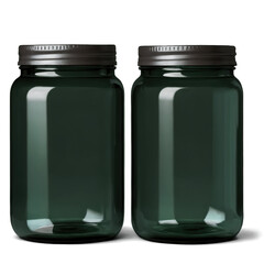 Dark green glass jars with screwtop lids displayed together for storage and organization needs