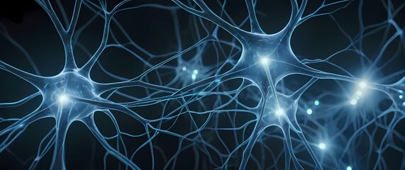 A close up shot of a network of neurons lighting up visually representing thoughts and ideas