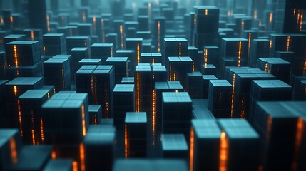 Obraz premium Illuminated Cubes Form Futuristic Cityscape