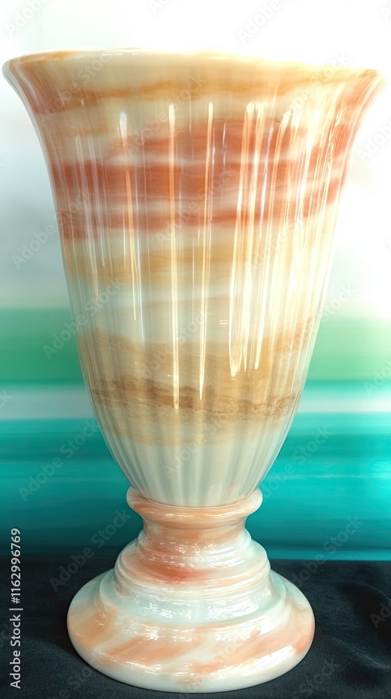 Poster vintage vase crafted from onyx marble stone showcasing intricate patterns and vibrant hues