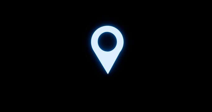 map pointer icon, location and delivery concept, cybersecurity and cyber space navigation background, GPS system activated, Target Spotted or Acquired Background. Navigation Blip, black background.