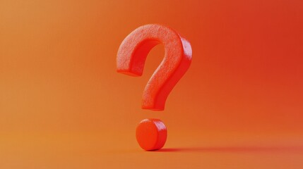 A large, vivid red question mark stands prominently against a warm orange backdrop. This design offers plenty of copy space for adding text or logos easily