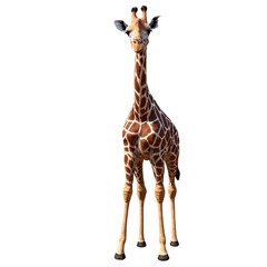 Obraz premium Fullbody giraffe with long neck standing gracefully in a natural setting against a white background