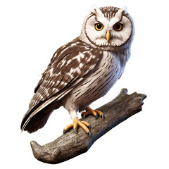 Fototapeta premium Intricate fullbody owl perched on a branch showcasing detailed feathers in a natural setting