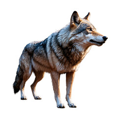 Obraz premium Detail of a full-bodied wolf with thick fur in a natural setting showcasing its majestic stance and lifelike features