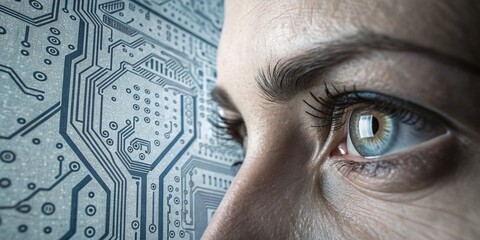 Human-Machine Integration: Eye in Abstract Digital Design