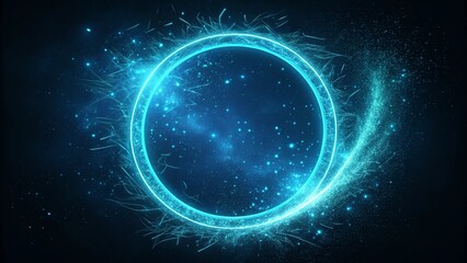 Obraz premium Futuristic Neon Blue Circular Frame with Glowing Sparks