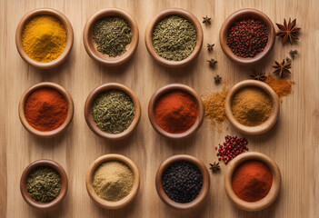 different spices on a table