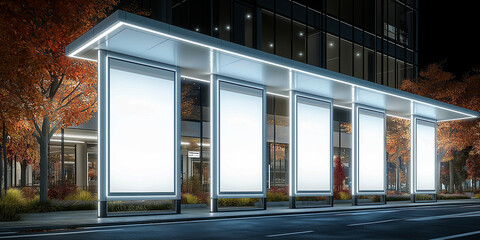 Blank Billboard Mockup for outdoor advertising, Blank advertising panel, Billboard for advertisement with copy space, White Light box, Banner Mockup, Mockup For promotional poster. Generative AI