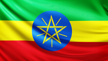 ethiopia flag picture, close-up shot of ethiopian nation flag, africa, animated flag background photo, 3D photo of a flag, national symbol of african country, patriotism, full screen