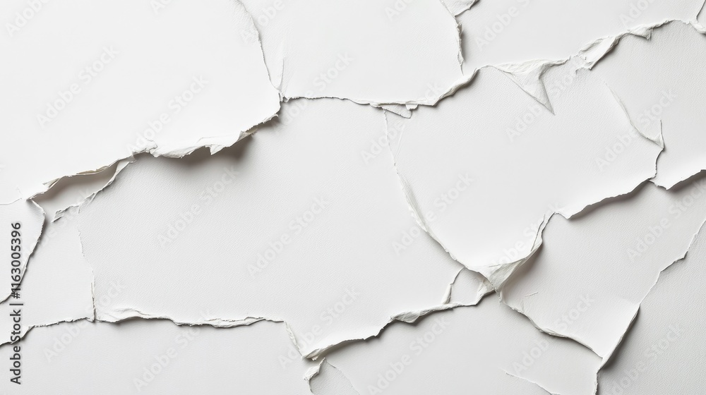Poster torn white paper texture for background use elegant collage design element with subtle shadows and d