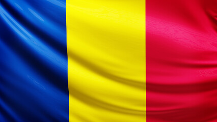 chad flag picture, close-up shot of chadian nation flag, africa, animated flag background photo, 3D photo of a flag, national symbol of african country, patriotism, full screen