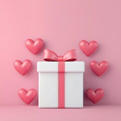 Valentine's Day Pink Hearts Gift Box Valentine s Day Love Present