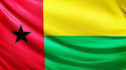 guinea bissau flag picture, close-up shot of guinean nation flag, africa, animated flag background photo, 3D photo of a flag, national symbol of african country, patriotism, full screen