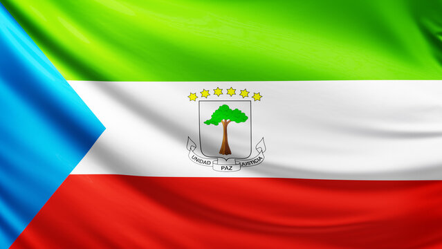 equatorial guinea flag picture, close-up shot of guinean nation flag, africa, animated flag background photo, 3D photo of a flag, national symbol of african country, patriotism, full screen - Powered by Adobe