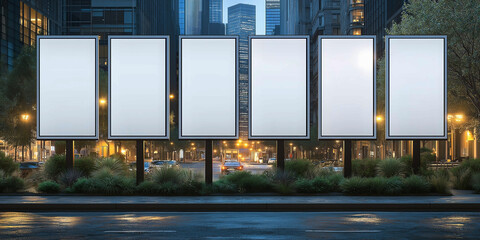 Blank Billboard Mockup for outdoor advertising, Blank advertising panel, Billboard for advertisement with copy space, White Light box, Banner Mockup, Mockup For promotional poster. Generative AI
