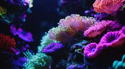 Obraz premium Vibrant Coral Gardens Underwater Ecosystem Showcasing Lively Colors and Diverse Marine Life in a Rich Undersea Environment