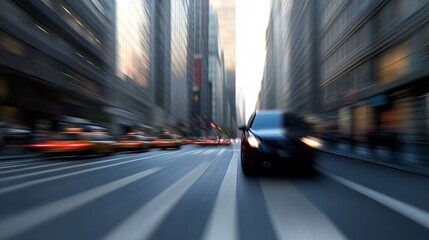 Motion blur of city traffic in urban setting.